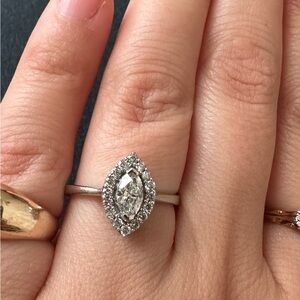 10k Marquise Natural Diamond Ring Halo